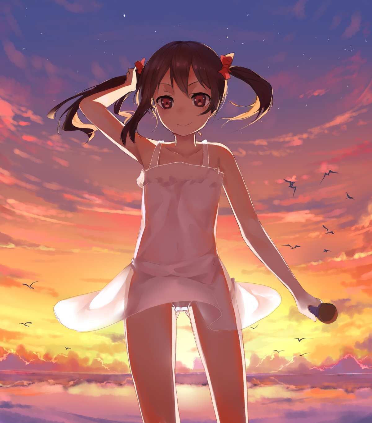 dress huanxiang_heitu loli love_live! pantsu see_through summer_dress yazawa_nico