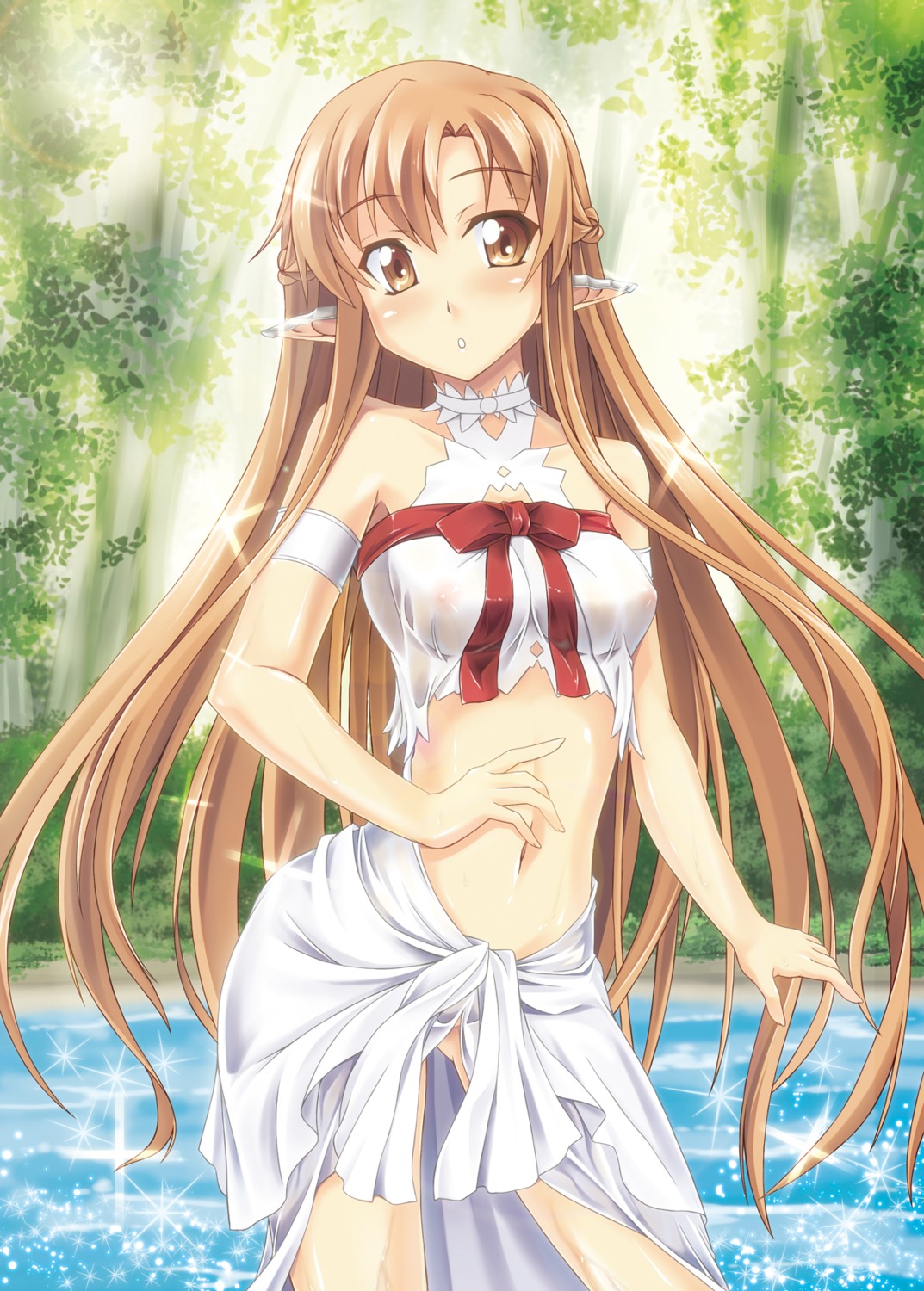 alfheim_online asuna_(titania) erect_nipples gekato no_bra pointy_ears see_through sword_art_online wet_clothes