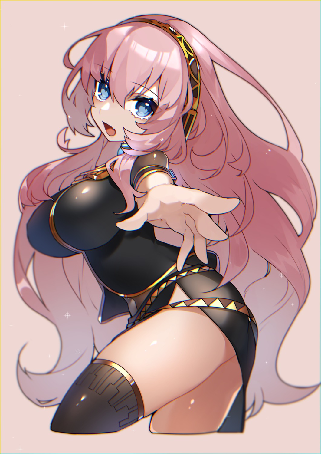 headphones megurine_luka reirou_(chokoonnpu) thighhighs vocaloid