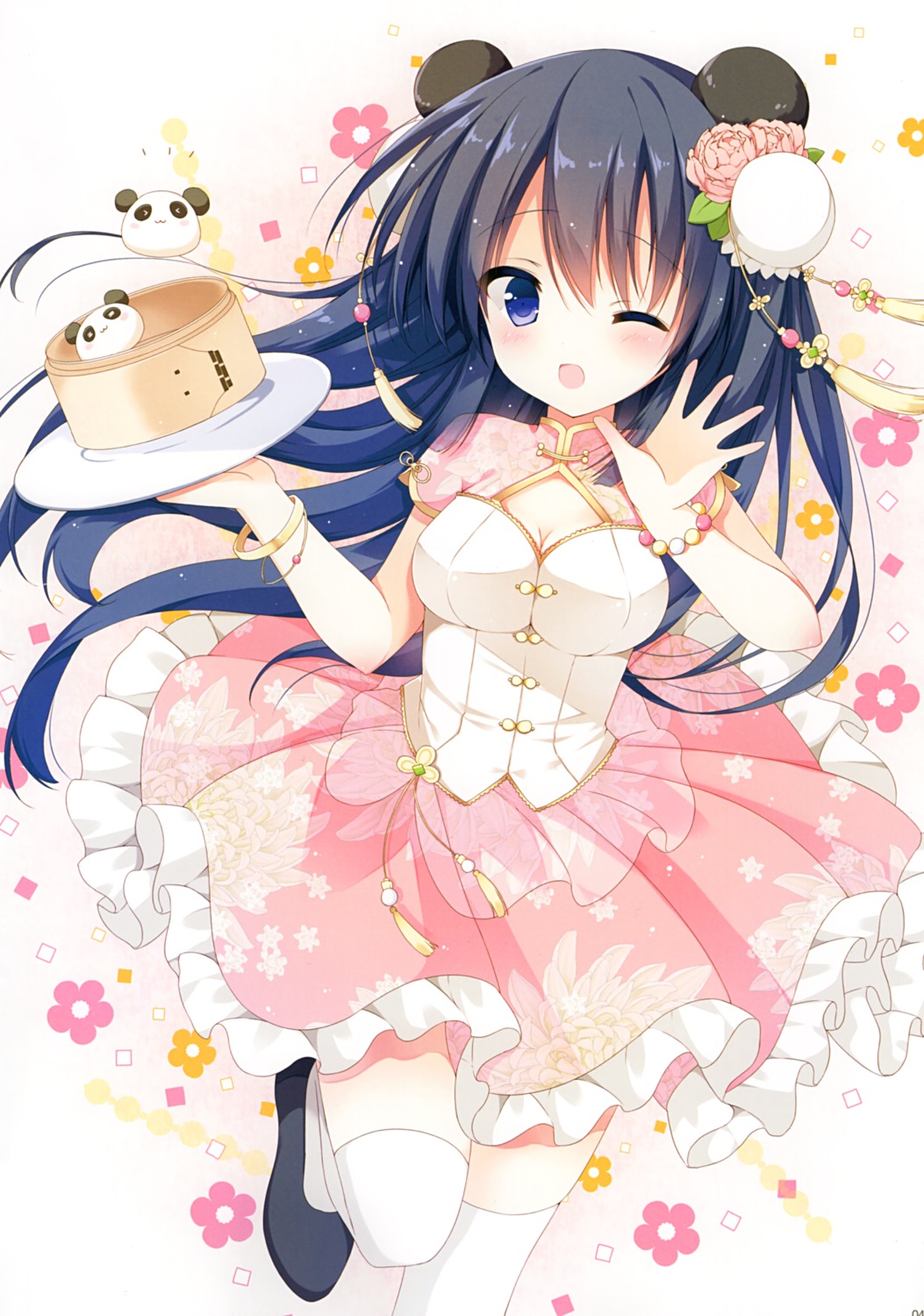 animal_ears asian_clothes cleavage izumi_nanase thighhighs