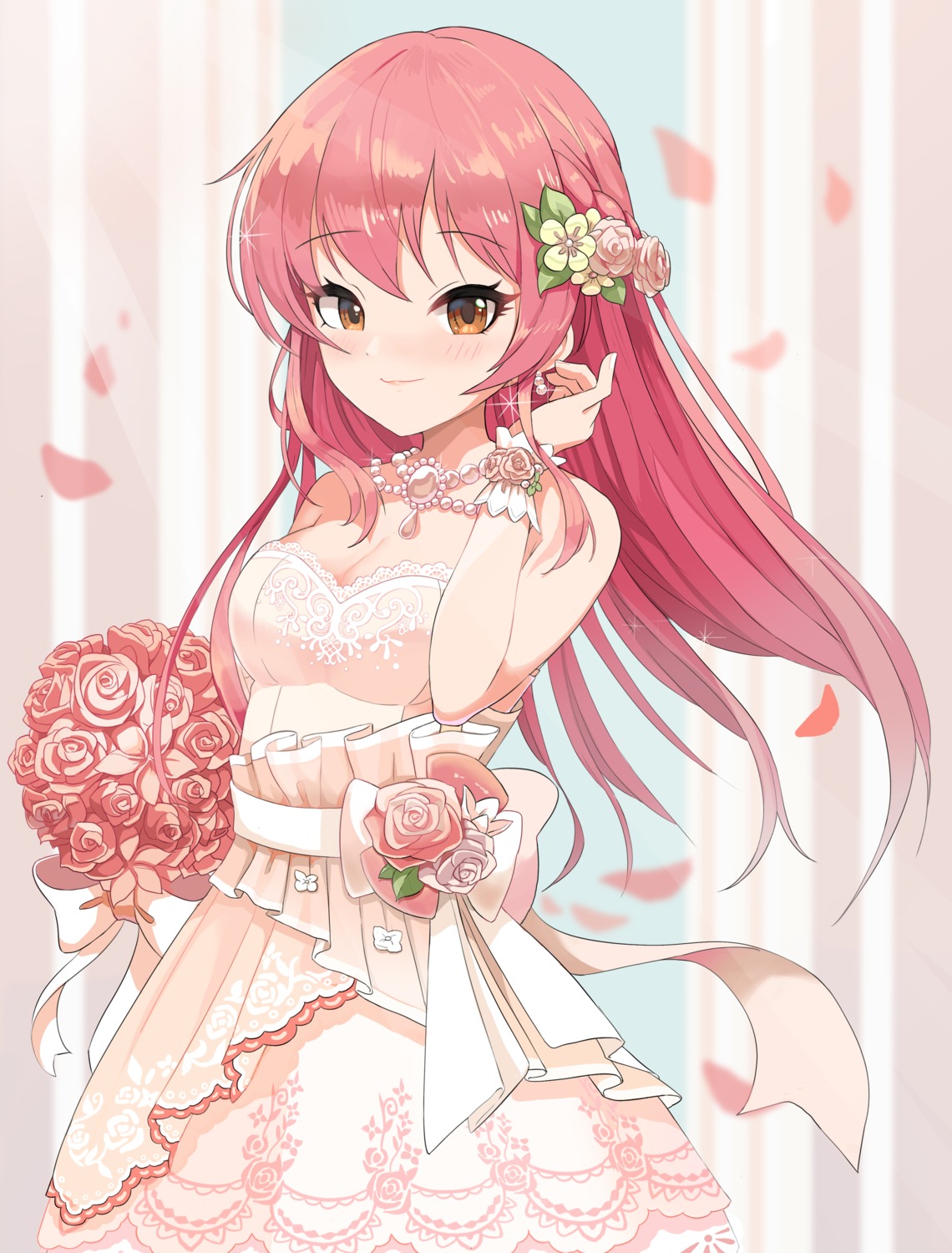 cleavage dress jougasaki_mika sylph_p the_idolm@ster the_idolm@ster_cinderella_girls wedding_dress