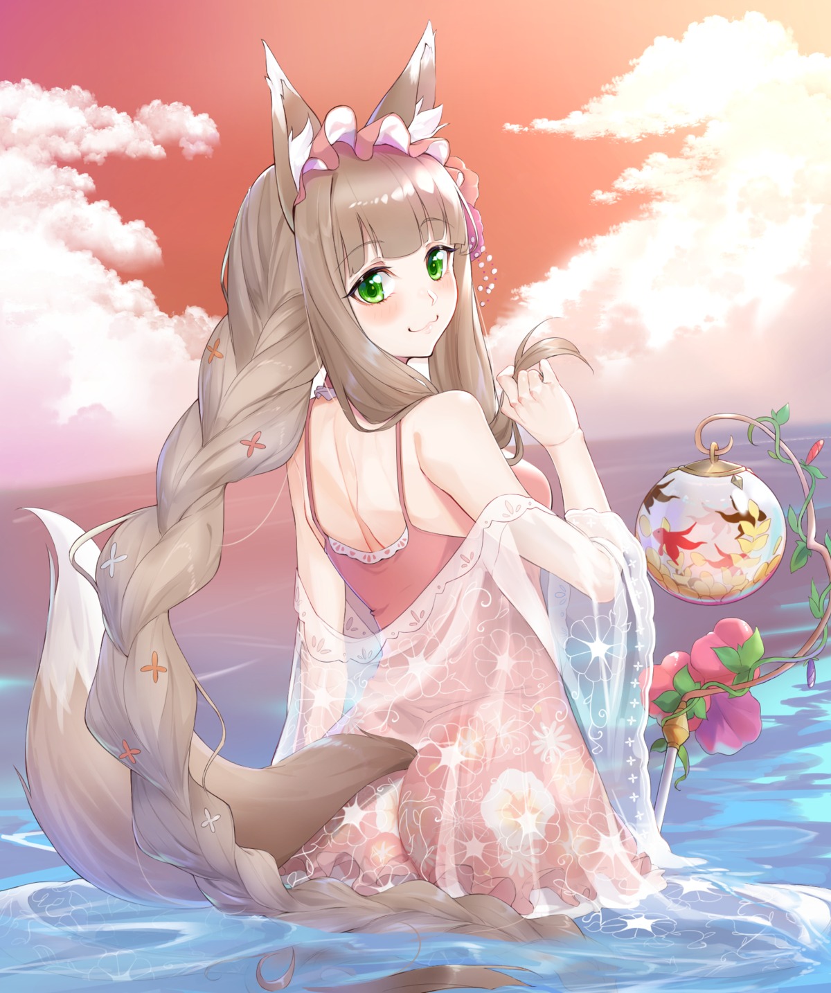 animal_ears ass himemiya_maho princess_connect princess_connect!_re:dive see_through shimon_(31426784) swimsuits tail wet