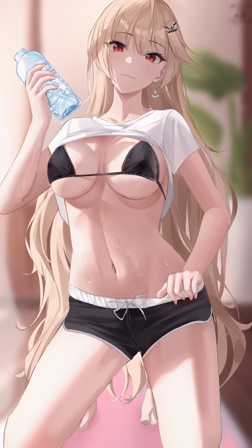 bikini cream_(cream) po_ppe shirt_lift swimsuits wet