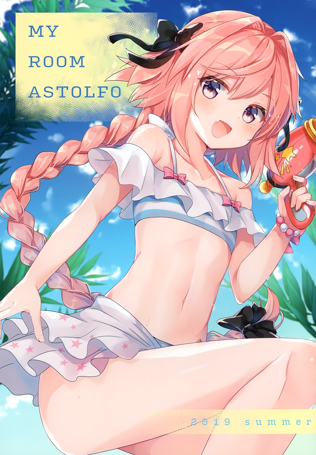 astolfo_(fate) bikini fate/grand_order gomano_rio gun skirt_lift swimsuits trap