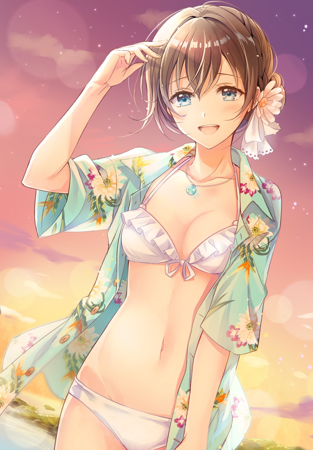 bikini cleavage mono_lith open_shirt swimsuits