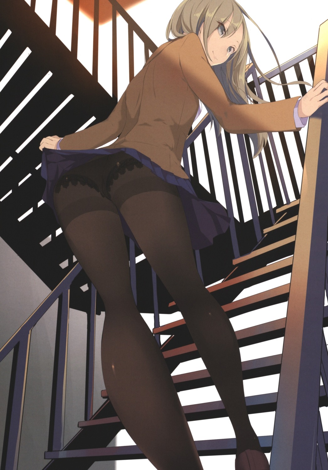 ass gin_(oyoyo) pantsu pantyhose seifuku skirt_lift