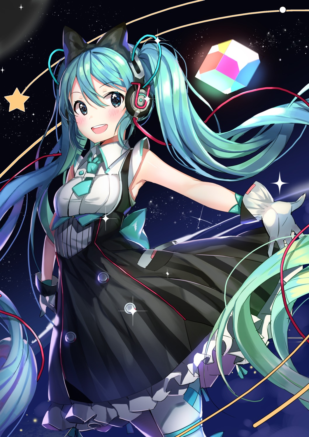 dr_poapo dress hatsune_miku headphones magical_mirai pantyhose vocaloid