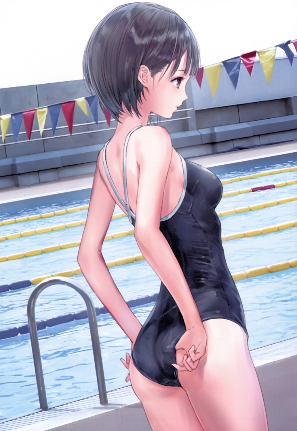 ass blue_reflection kishida_mel school_swimsuit shirai_hinako swimsuits