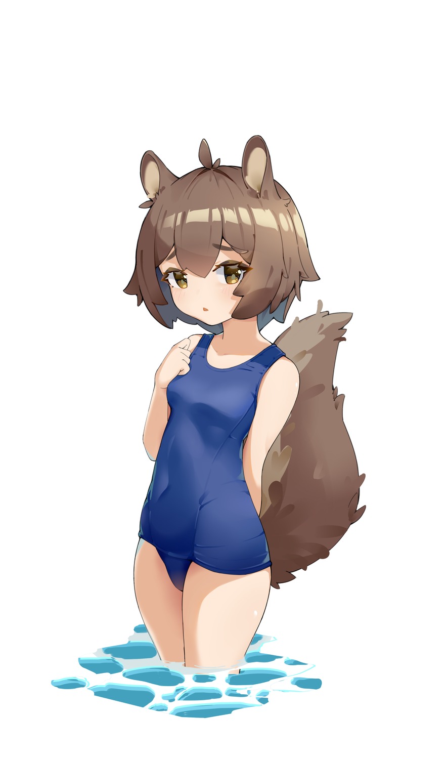 animal_ears arknights qiu_bi_long school_swimsuit shaw_(arknights) swimsuits tail wet