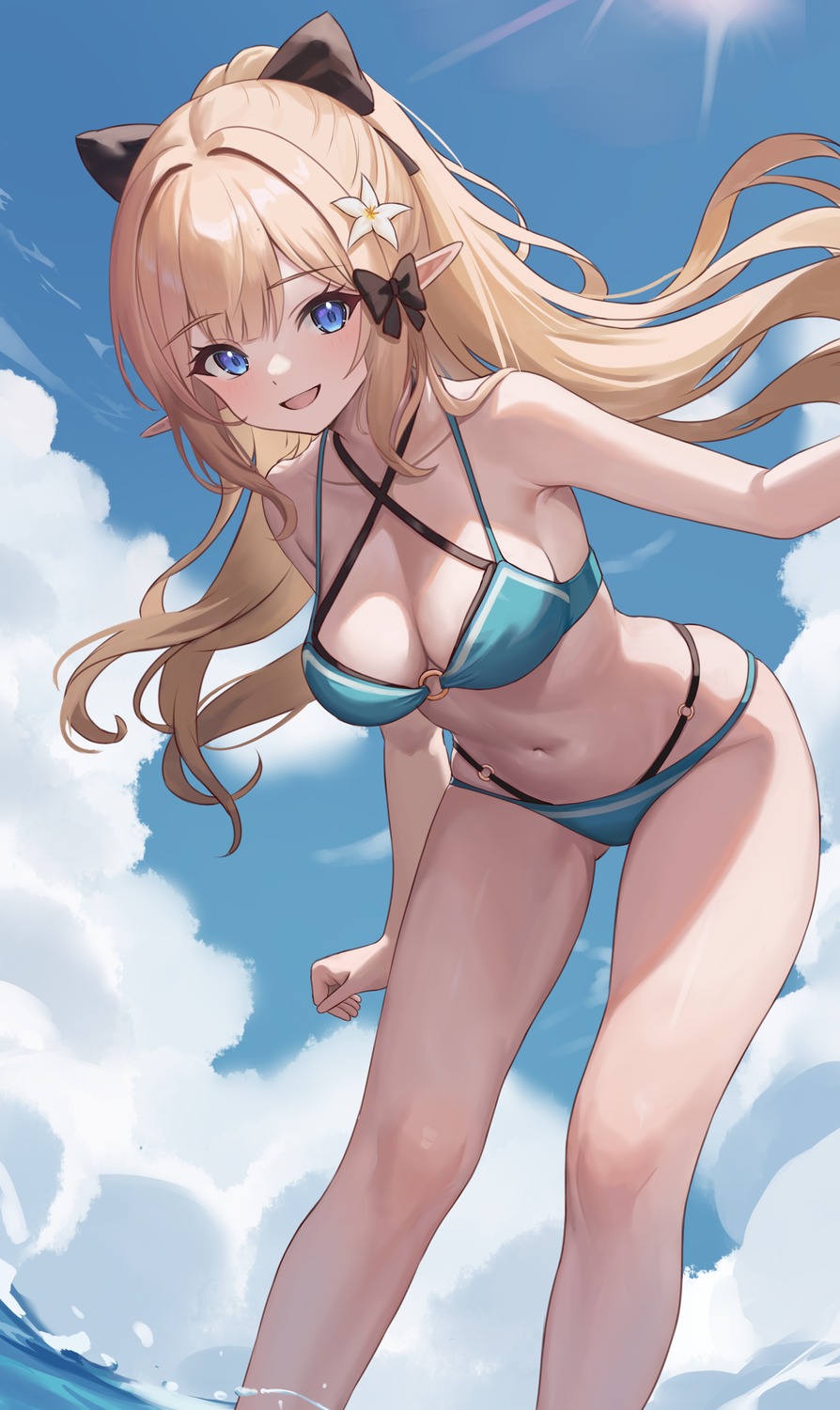 bikini fanteam pointy_ears princess_connect princess_connect!_re:dive sasaki_saren swimsuits