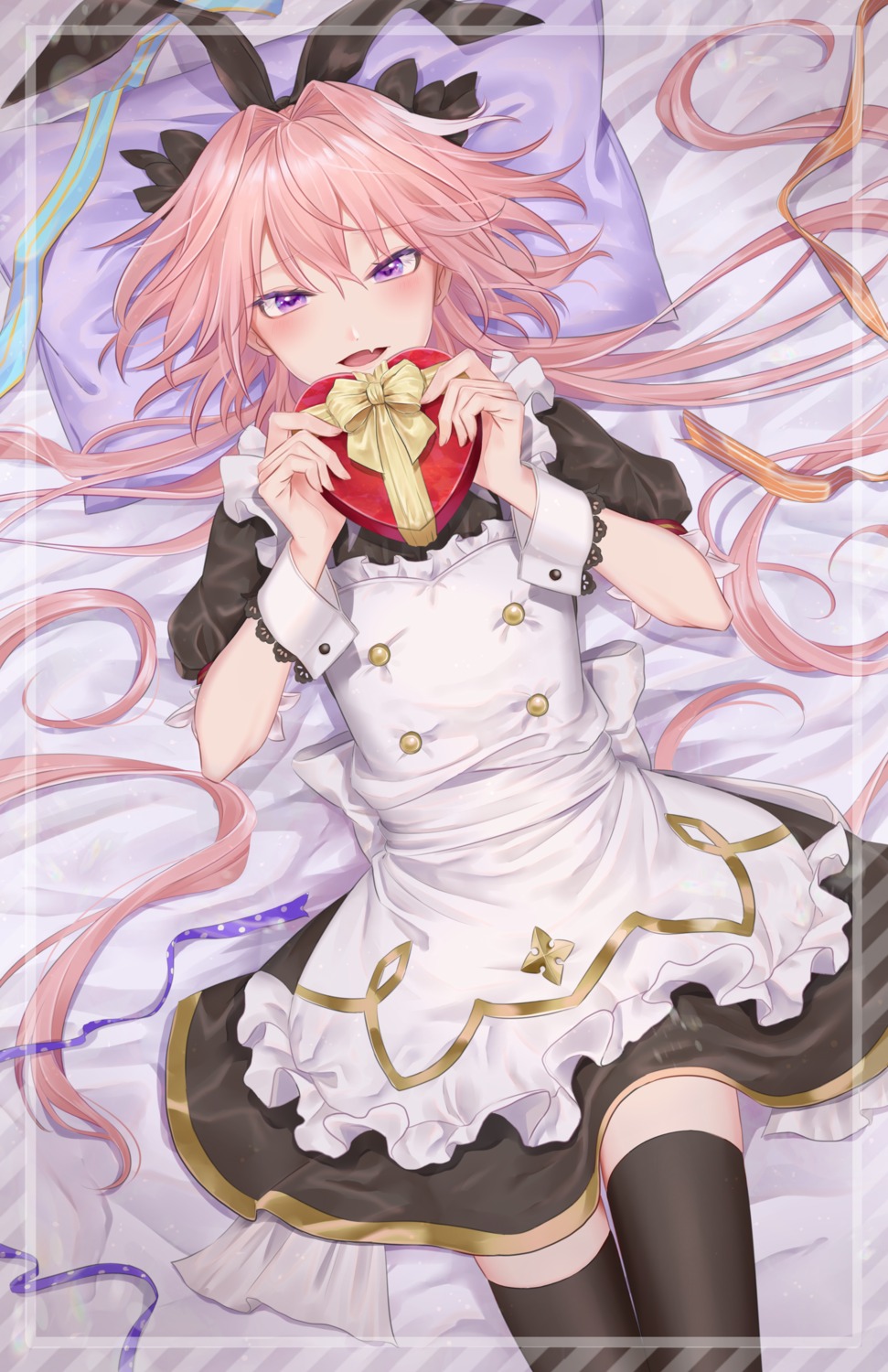 azaka (rionrita) fate/grand order astolfo (fate) maid thighhighs trap  valentine | #695642 | yande.re