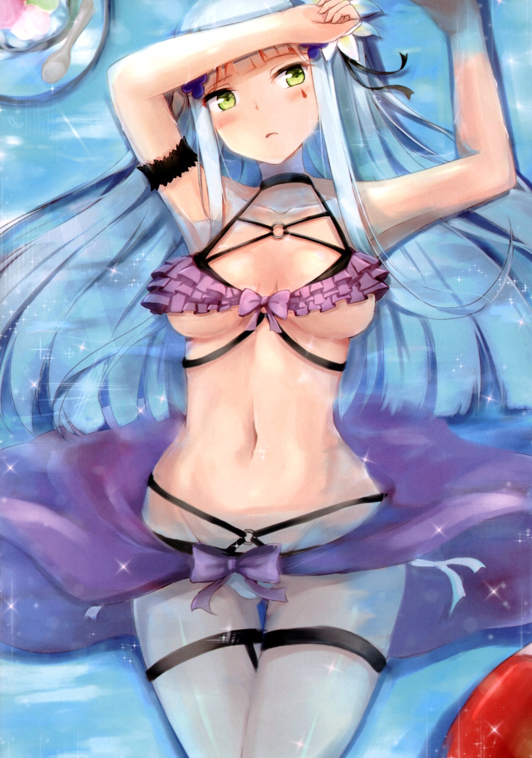 bikini garter girls_frontline hakuya_(white_night) hk416_(girls_frontline) swimsuits underboob wet