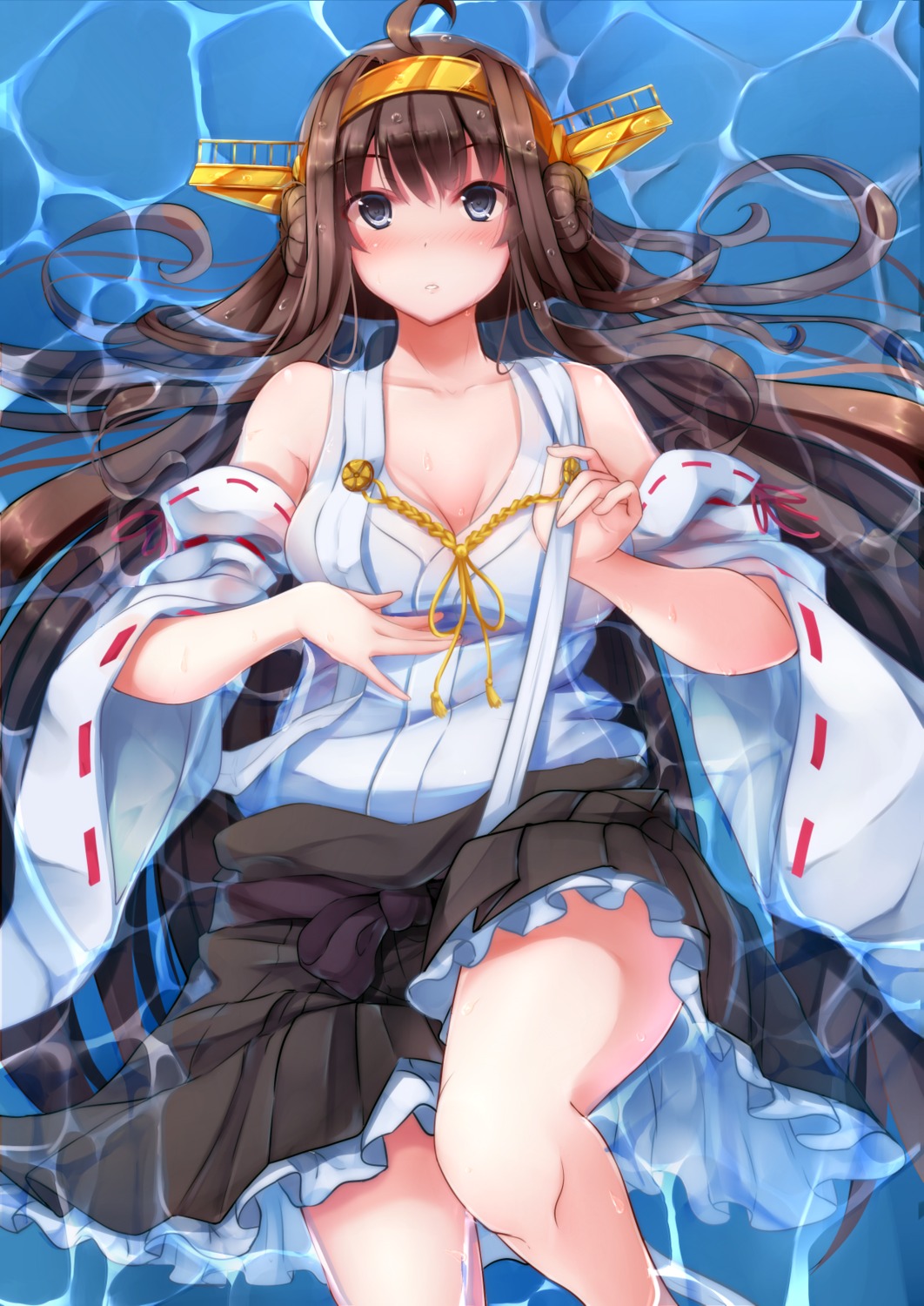 cleavage kantai_collection kongou_(kancolle) nicoby wet