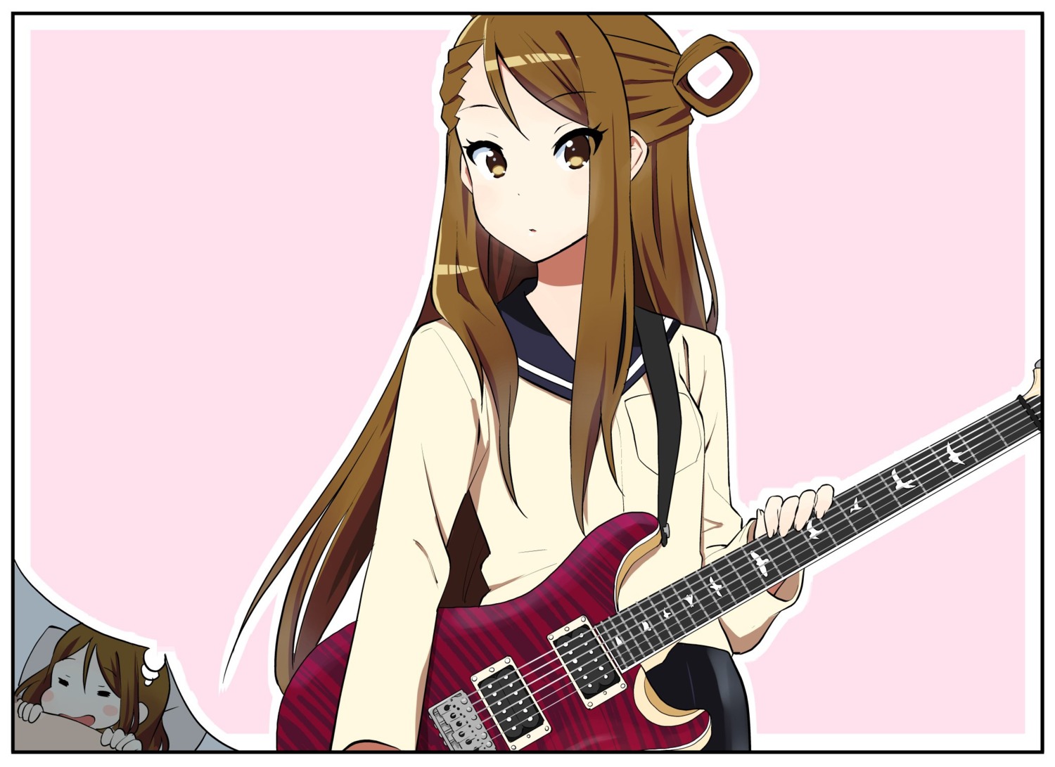 guitar k-on! k-on!_shuffle kakifly sawabe_maho seifuku