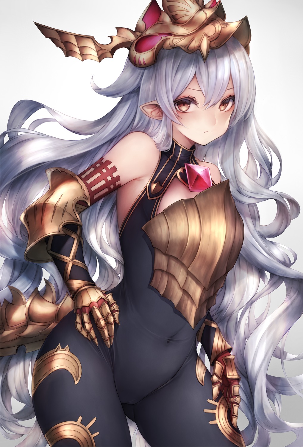 armor bodysuit cameltoe granblue_fantasy medusa_(shingeki_no_bahamut) pointy_ears snm_(sunimi) tail