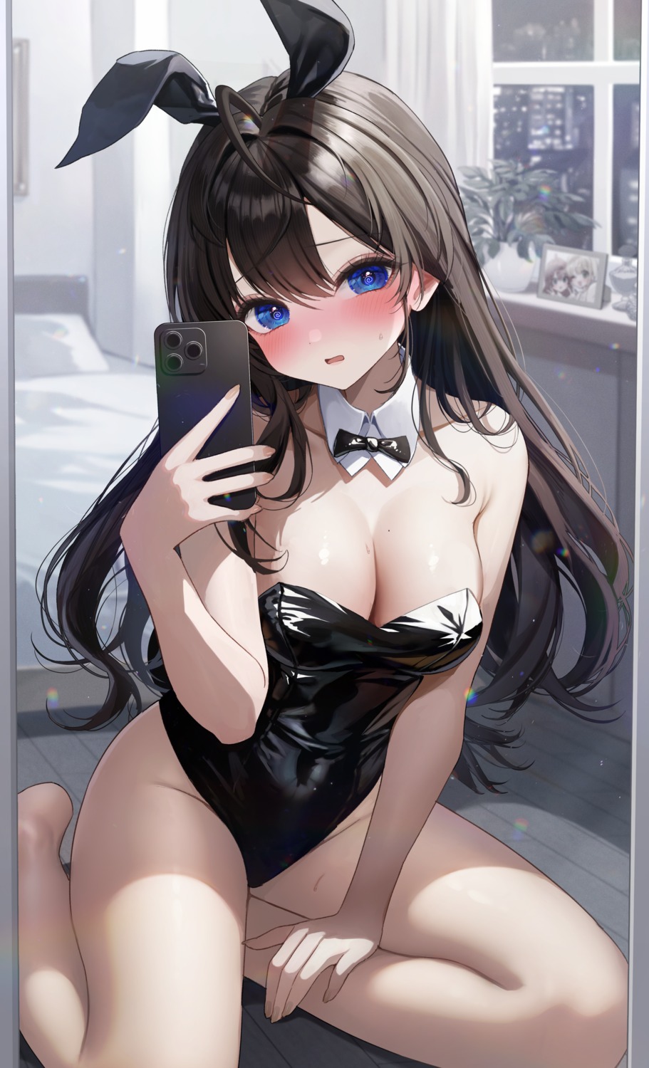 animal_ears bunny_ears bunny_girl ichinose_shiki kudou_eru no_bra selfie the_idolm@ster the_idolm@ster_cinderella_girls