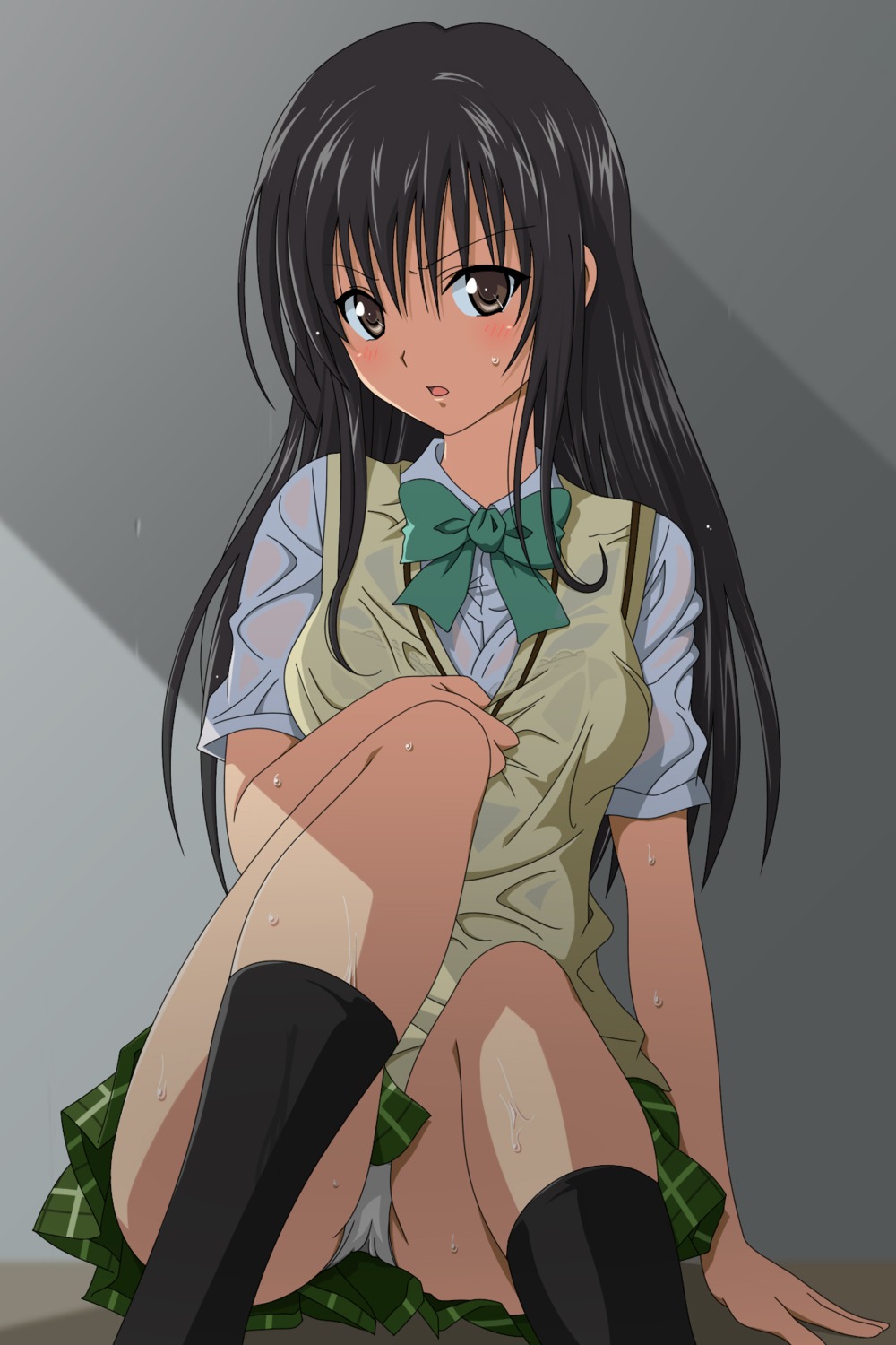 kotegawa_yui pantsu see_through seifuku to_love_ru toshi5765 vector_trace wet_clothes