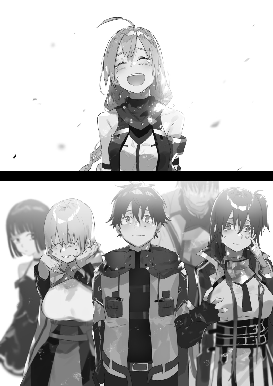 hai_to_gensou_no_grimgar haruhiro kuzaku merry monochrome setora shihoru shirai_eiri yume_(grimgar)