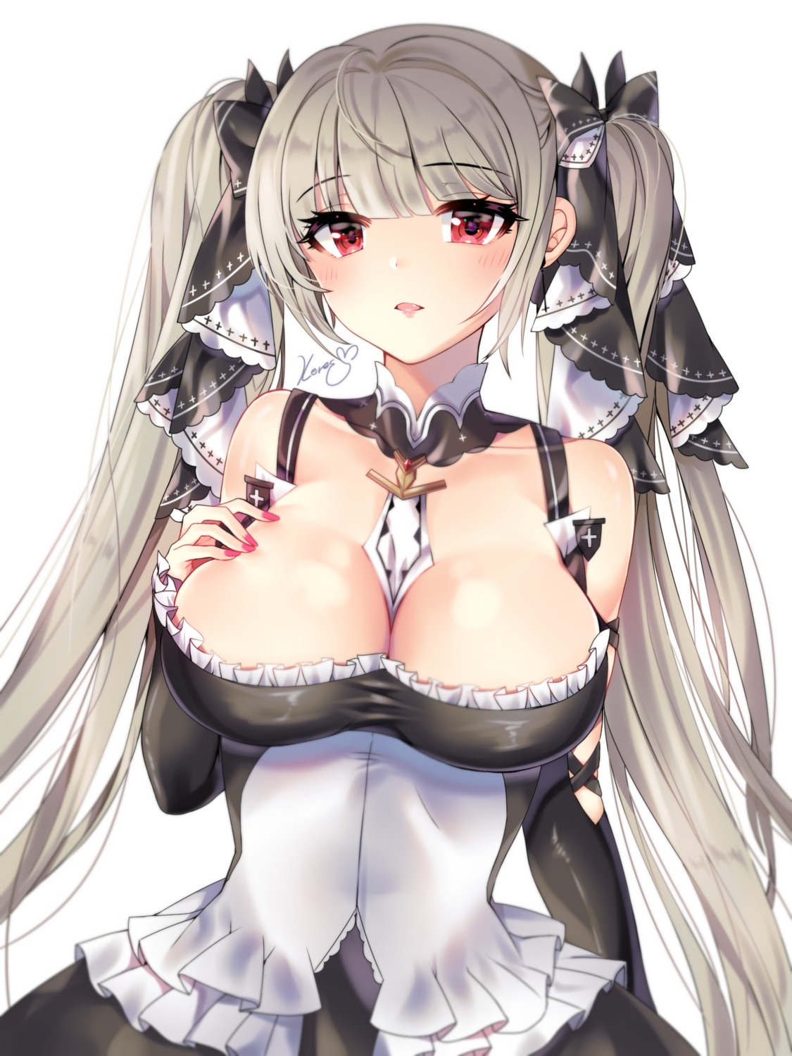 azur_lane breast_hold cleavage formidable_(azur_lane) gothic_lolita lolita_fashion no_bra xes_(xes_5377)