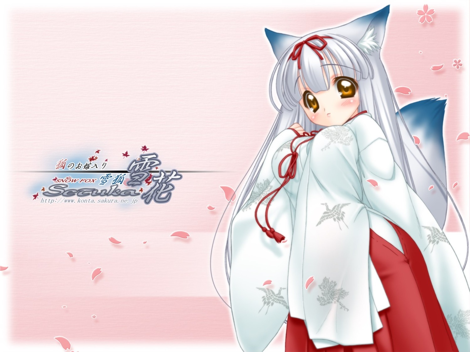 kitsune miko nakajima_konta snow_fox wallpaper