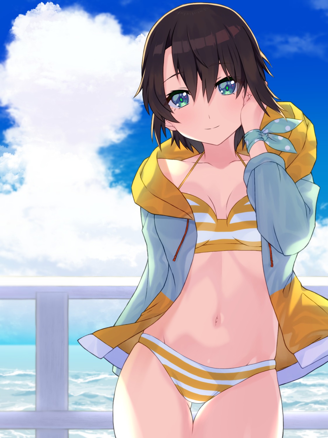 bikini cleavage hololive ikemori_up oozora_subaru open_shirt swimsuits