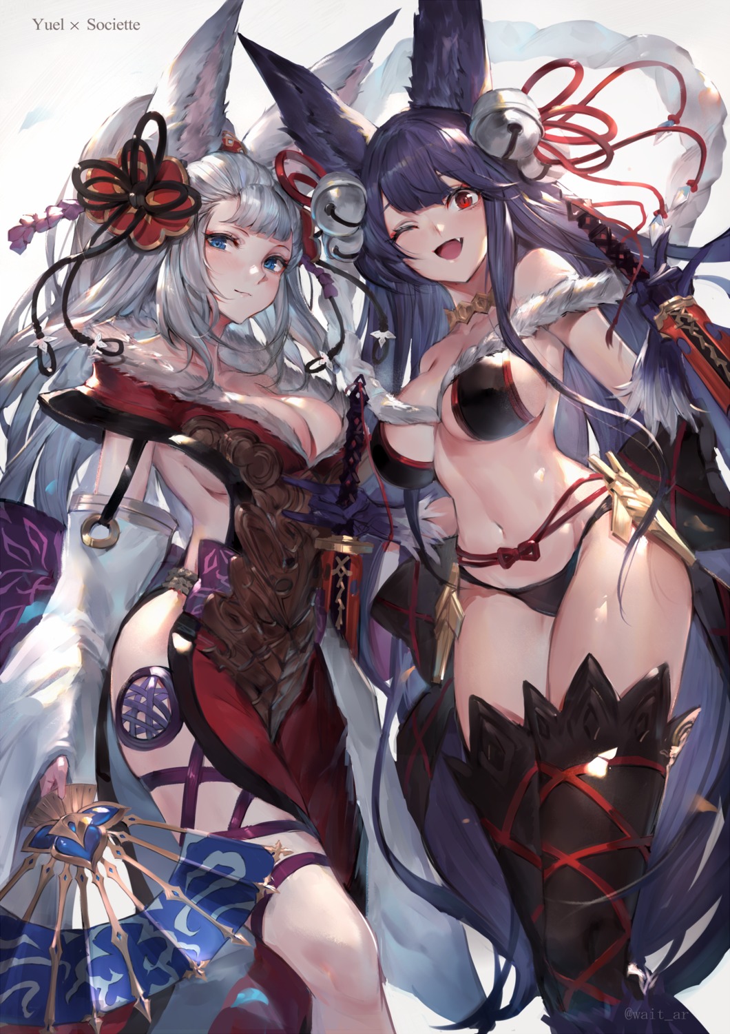 animal_ears bikini_armor granblue_fantasy oyu_(sijimisizimi) socie_(granblue_fantasy) sword tail thighhighs yuel_(granblue_fantasy)