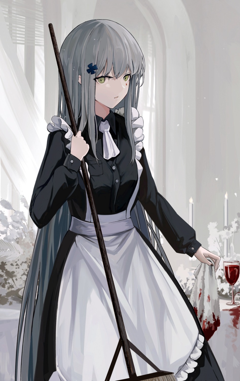 amamizu_shizuku blood girls_frontline hk416_(girls_frontline) maid