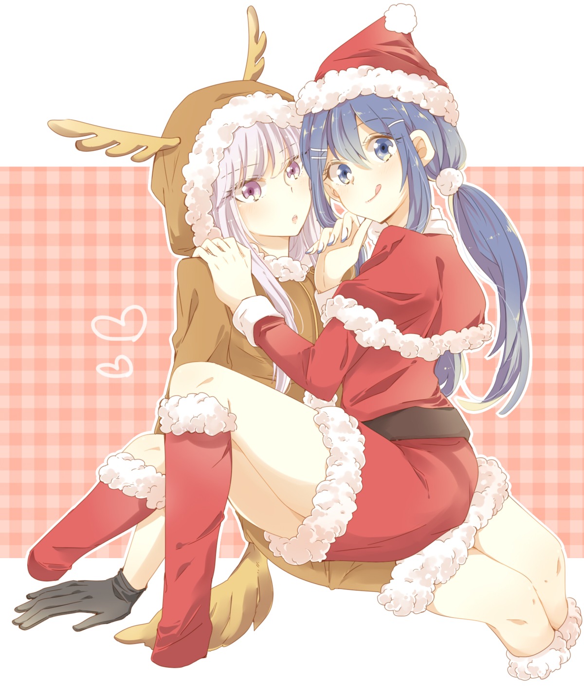 christmas dangan-ronpa dress horns kirigiri_kyouko maizono_sayaka tail zawameki