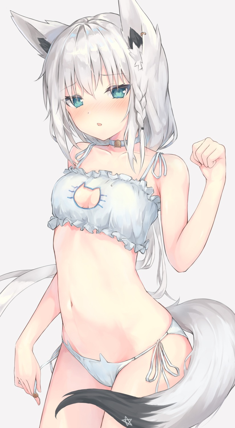 animal_ears bra cleavage hololive hololive_gamers kitsune pantsu parfait shirakami_fubuki string_panties tail