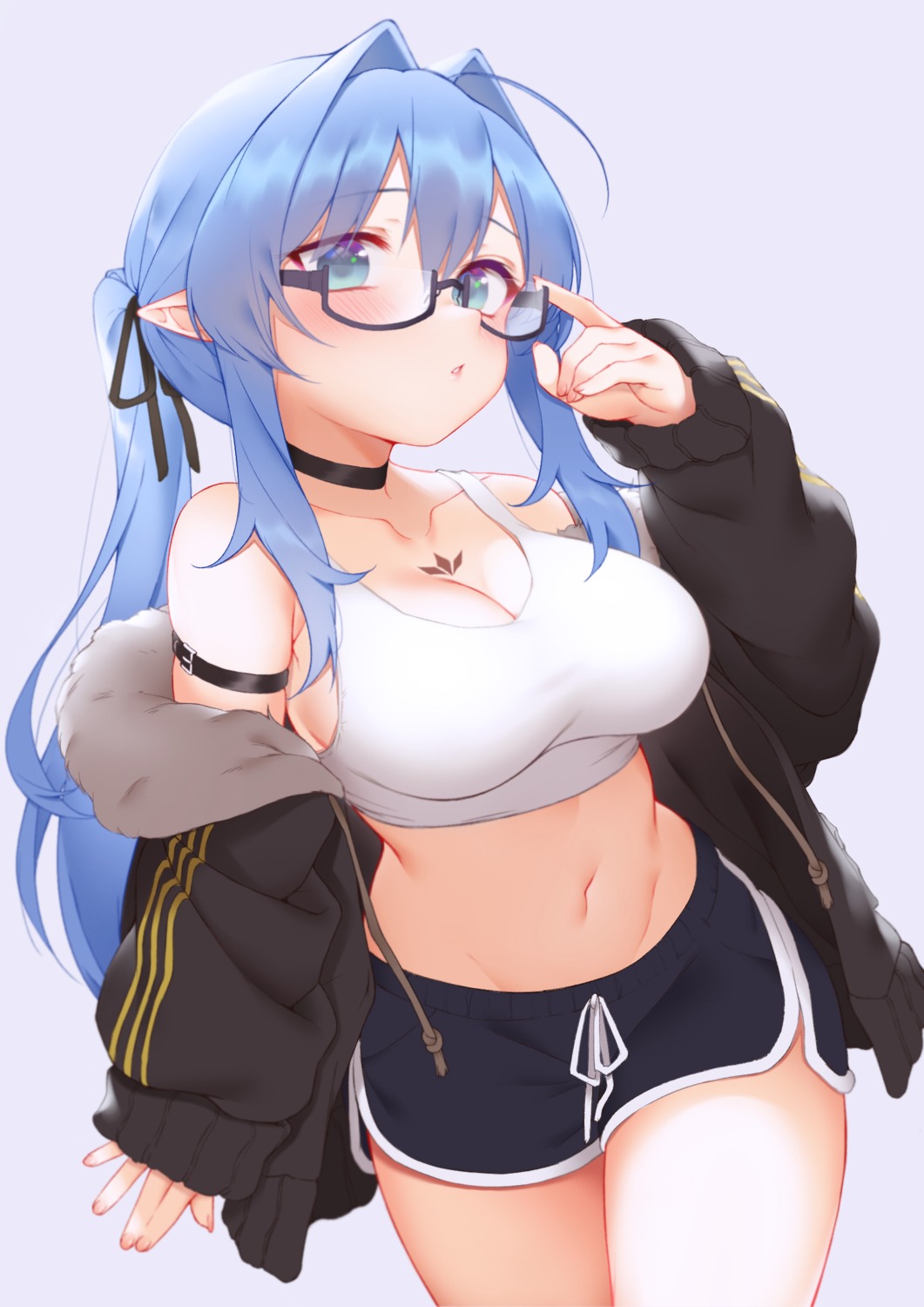 cleavage megane pointy_ears tattoo zhaofeng_yinyue