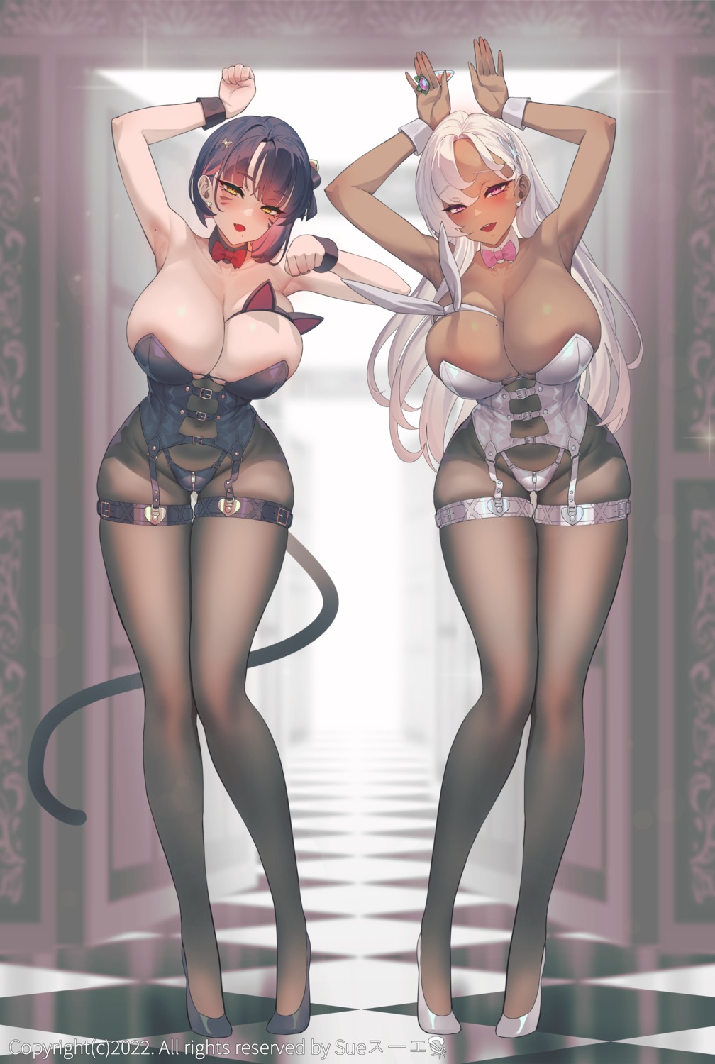 areola bunny_girl garter no_bra pantyhose suerte tail