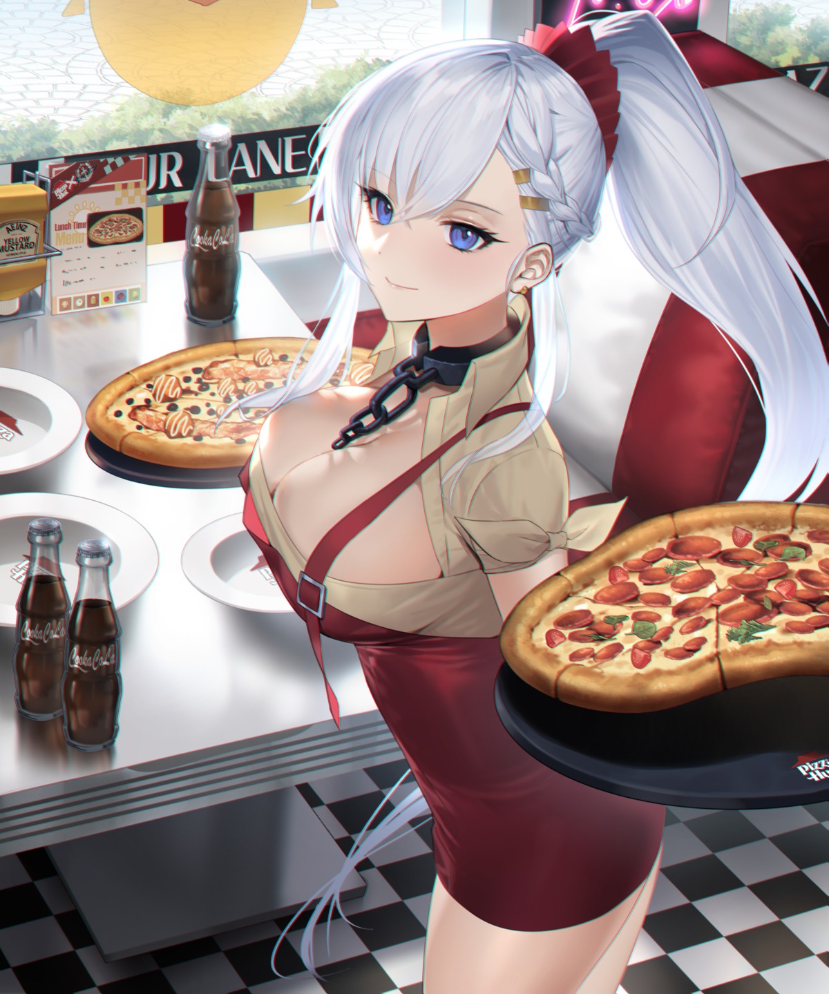 azur_lane belfast_(azur_lane) mamima no_bra waitress