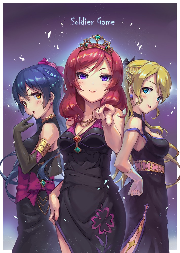 ayase_eli cleavage dress haoni love_live! nishikino_maki sonoda_umi