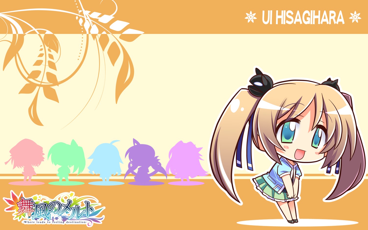 chibi hisagihara_ui komowata_haruka maikaze_no_melt wallpaper