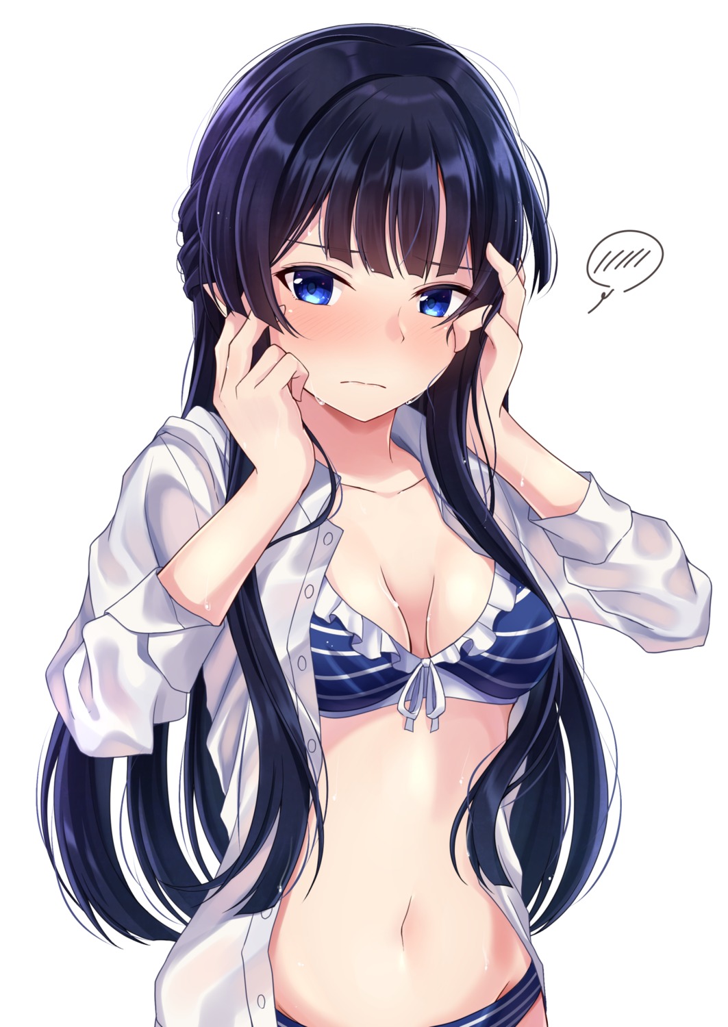 bra cleavage dress_shirt kuroto_yuu mogami_shizuka open_shirt pantsu see_through shimapan the_idolm@ster the_idolm@ster_million_live! wet wet_clothes