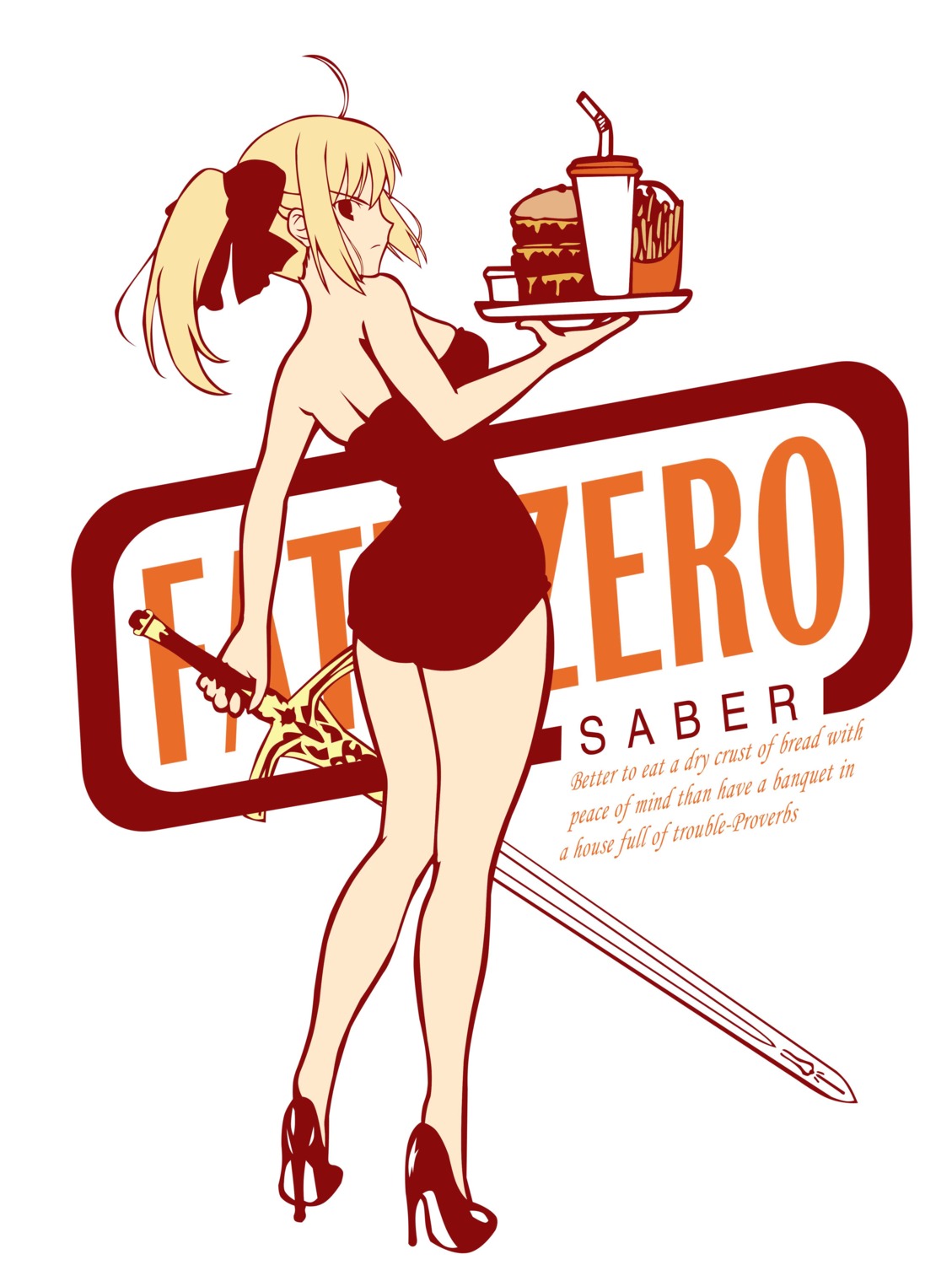 aszx4000 fate/stay_night fate/zero jpeg_artifacts saber sword waitress