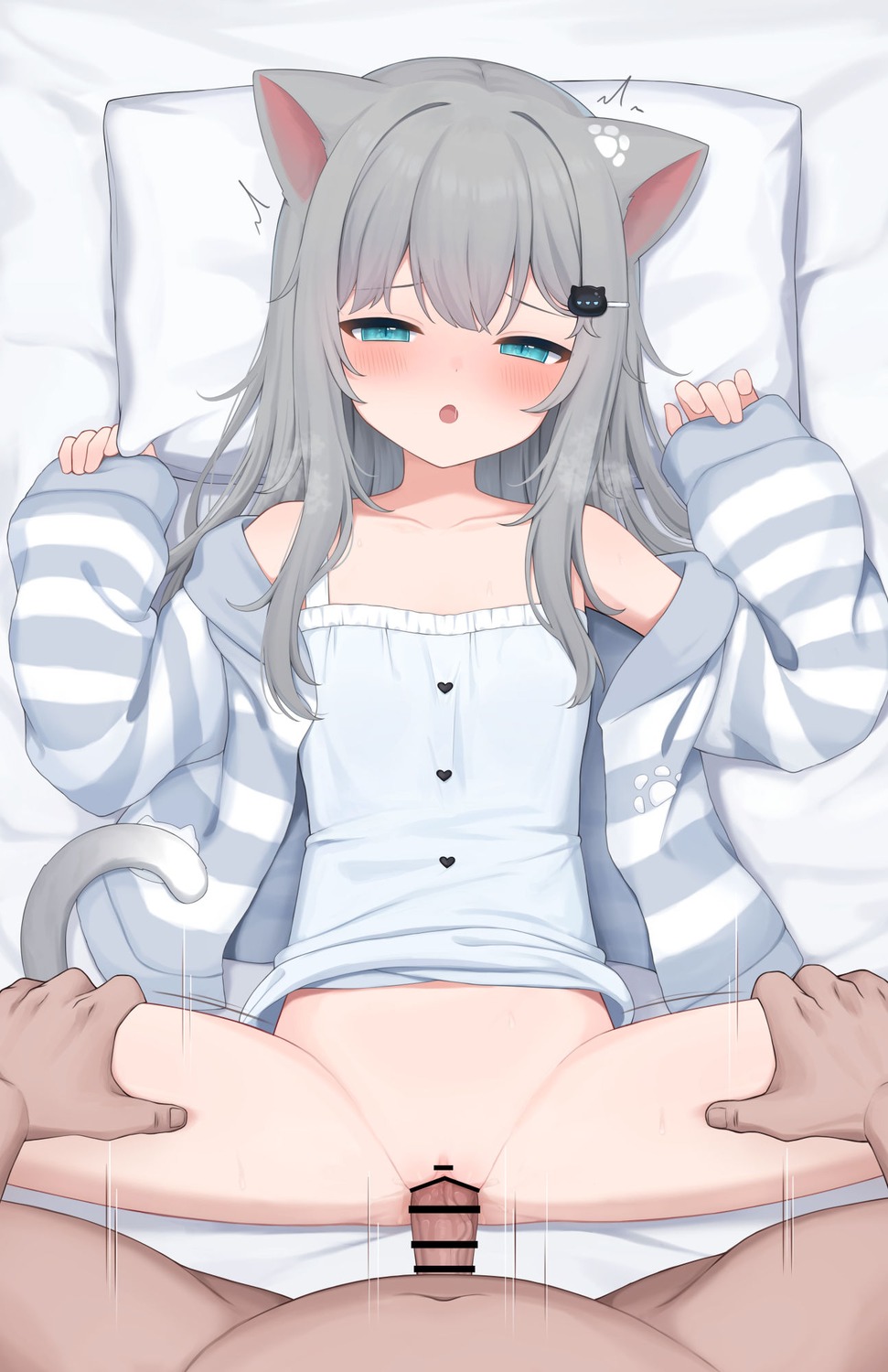 animal_ears bottomless censored lingerie loli nacho_(amashiro_natsuki) nekomimi pajama penis pussy pussy_juice sex tail yukamikayu