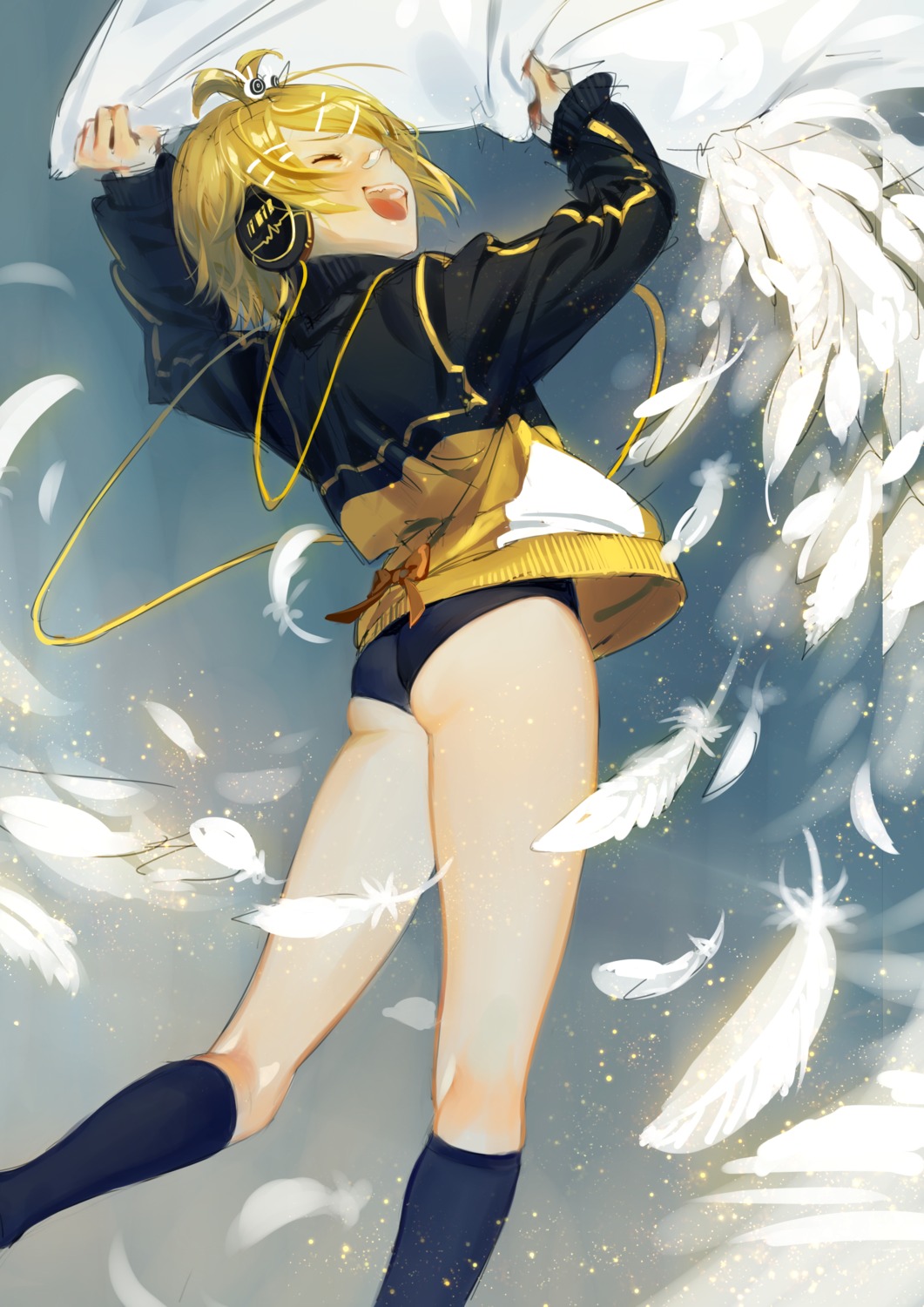 ass buruma headphones kagamine_rin oohhya vocaloid