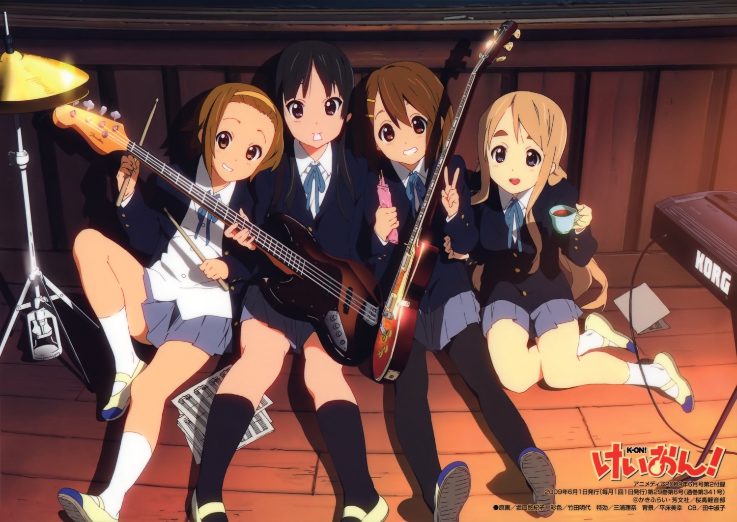 akiyama_mio guitar hirasawa_yui horiguchi_yukiko k-on! kotobuki_tsumugi pantyhose seifuku tainaka_ritsu