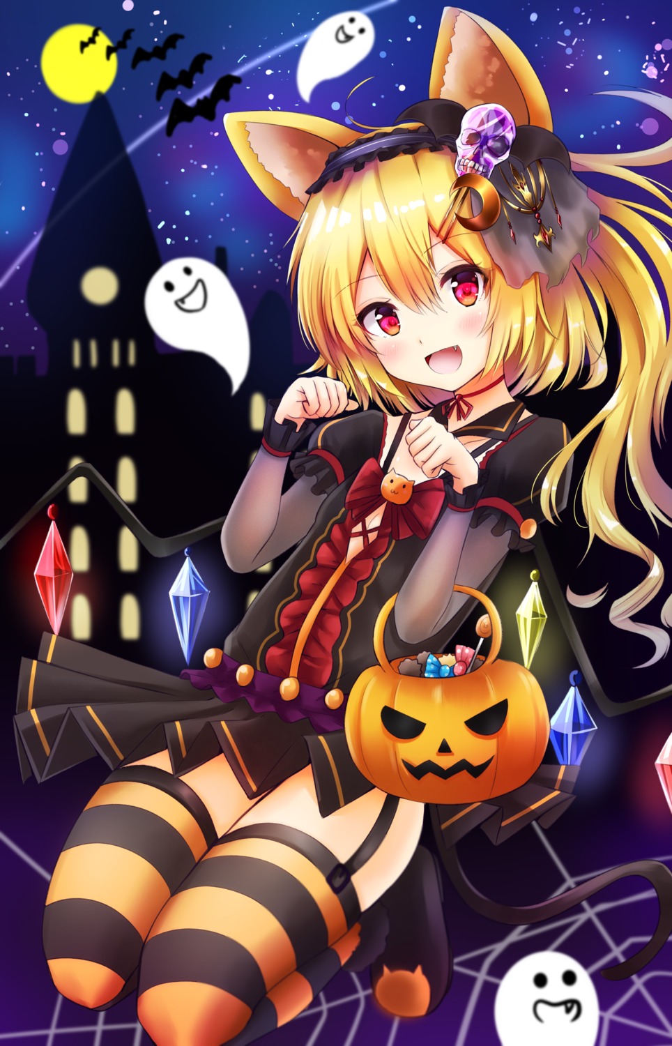 animal_ears flandre_scarlet halloween renka_(cloudsaikou) stockings tail thighhighs touhou wings