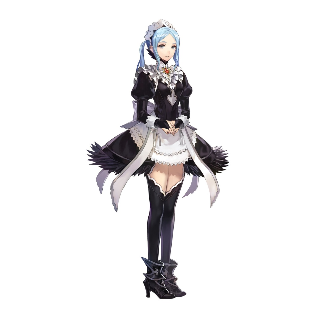 fire_emblem fire_emblem_heroes fire_emblem_if flora_(fire_emblem) hako heels maid nintendo thighhighs