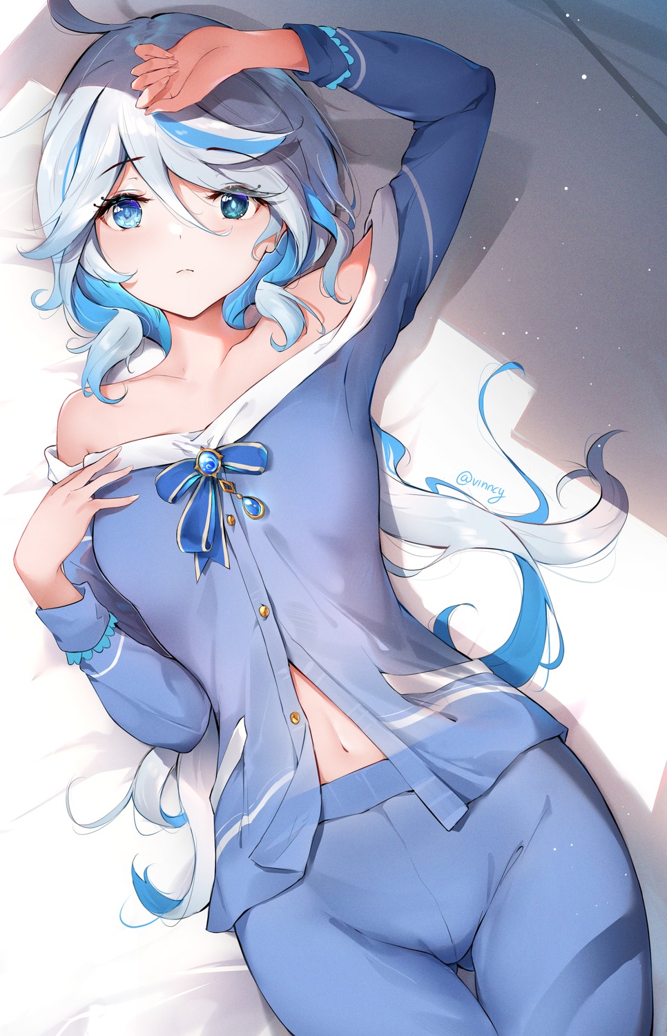 furina genshin_impact heterochromia pajama vincent_leo