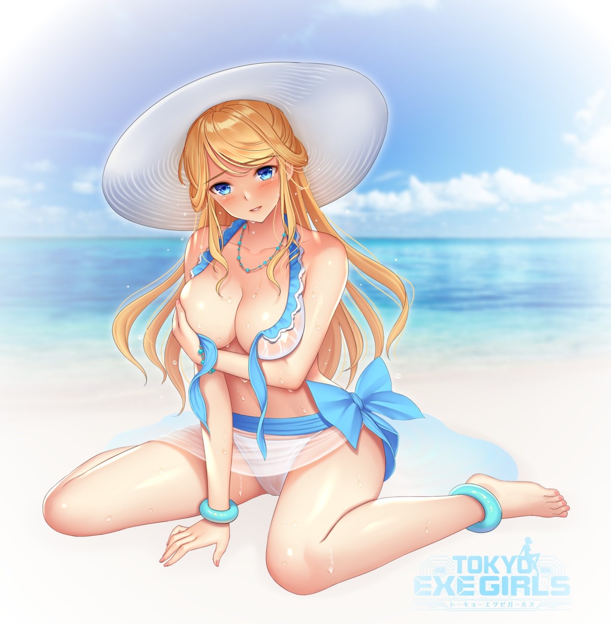 bikini breast_hold cleavage re:shimashima see_through swimsuits tokyo_exe_girls wardrobe_malfunction wet_clothes