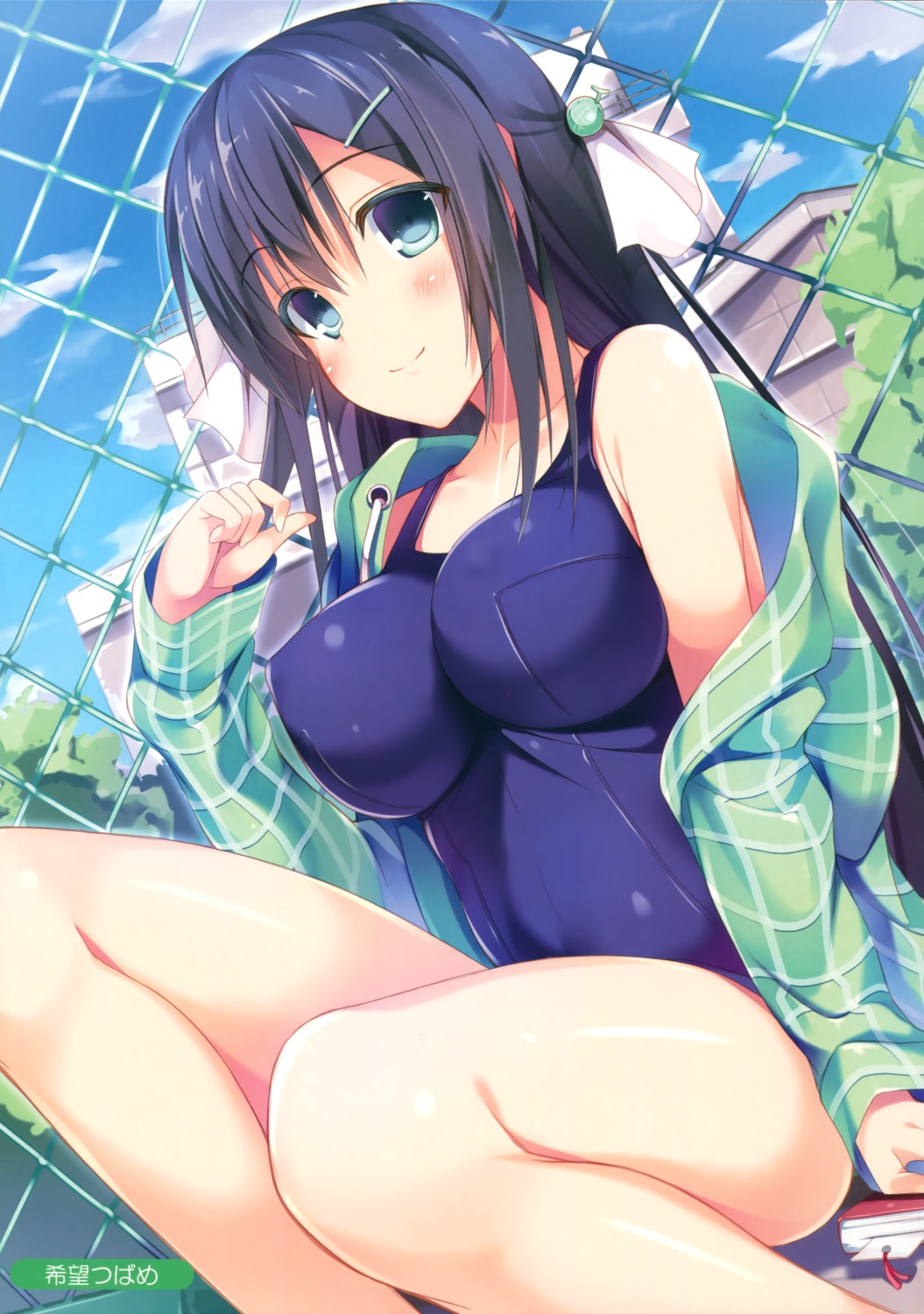 erect_nipples nozomi_tsubame open_shirt school_swimsuit swimsuits