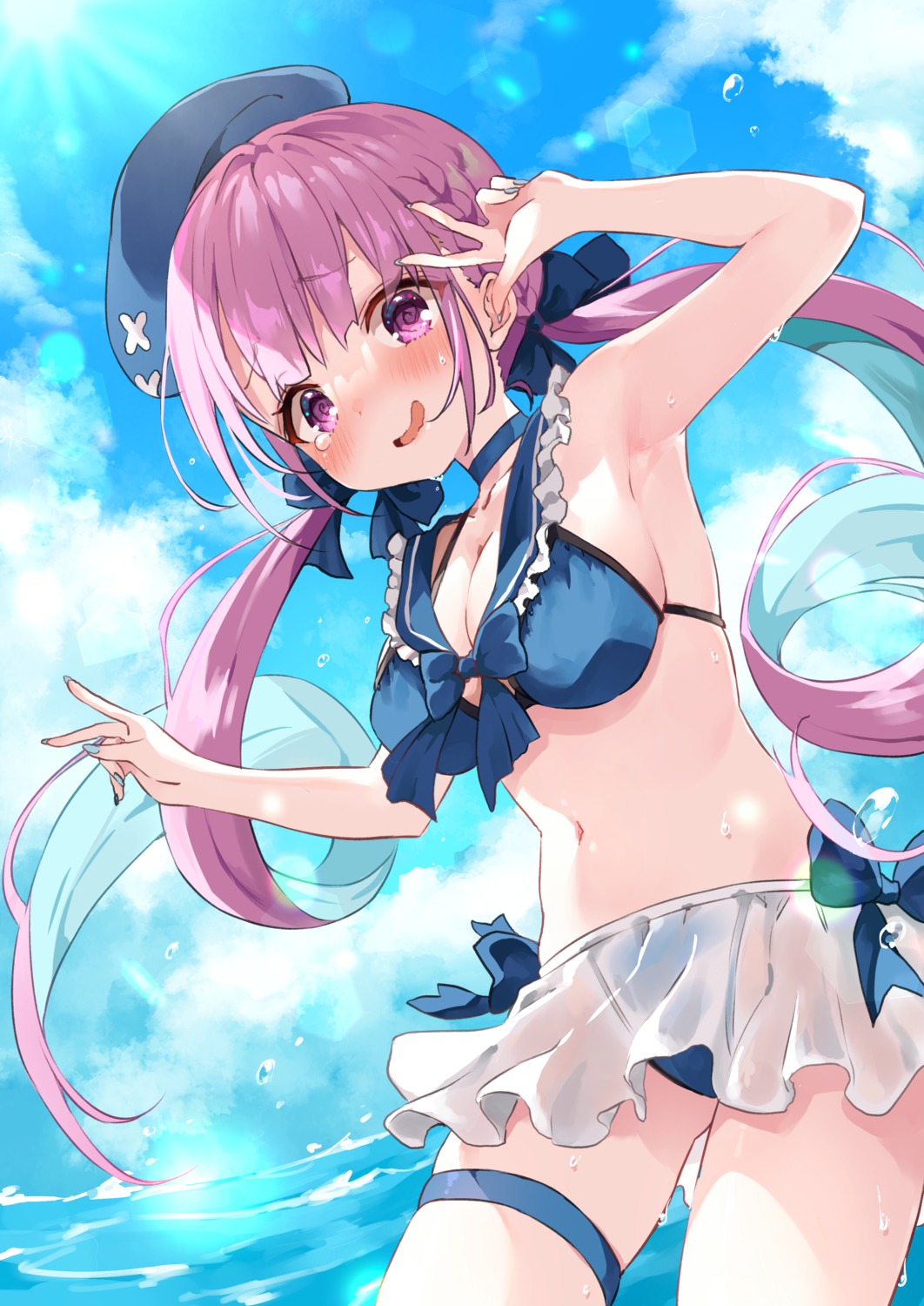 bikini hololive houshou_marine_(artist) minato_aqua swimsuits