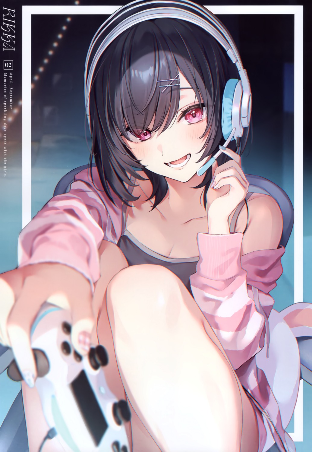 akira_(naka_mura) headphones naka_mura pajama rikka_(naka_mura)