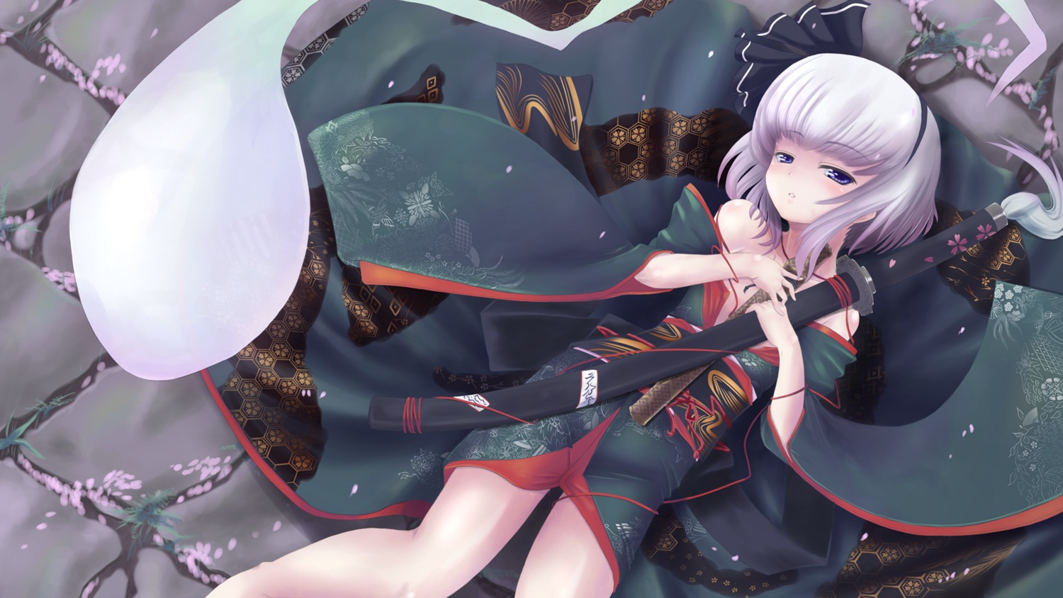 japanese_clothes kimono konpaku_youmu myon sword tonpara touhou wallpaper