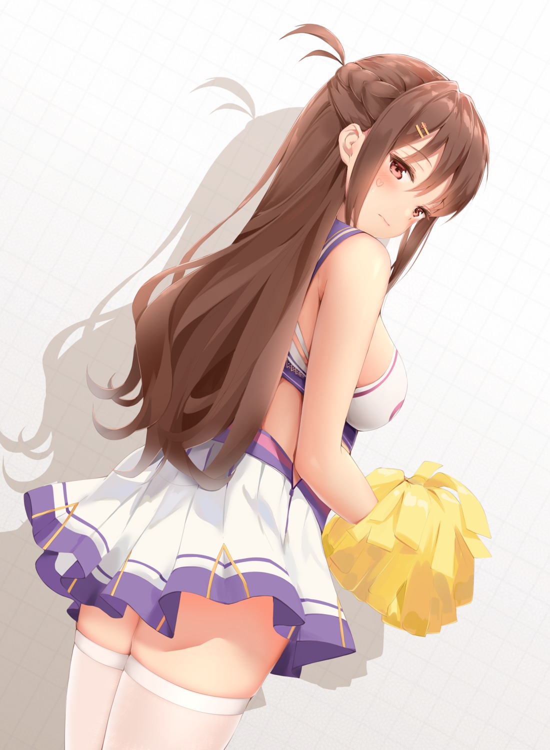 cheerleader haruka_poi ichinose_chizuru kanojo_okarishimasu skirt_lift thighhighs