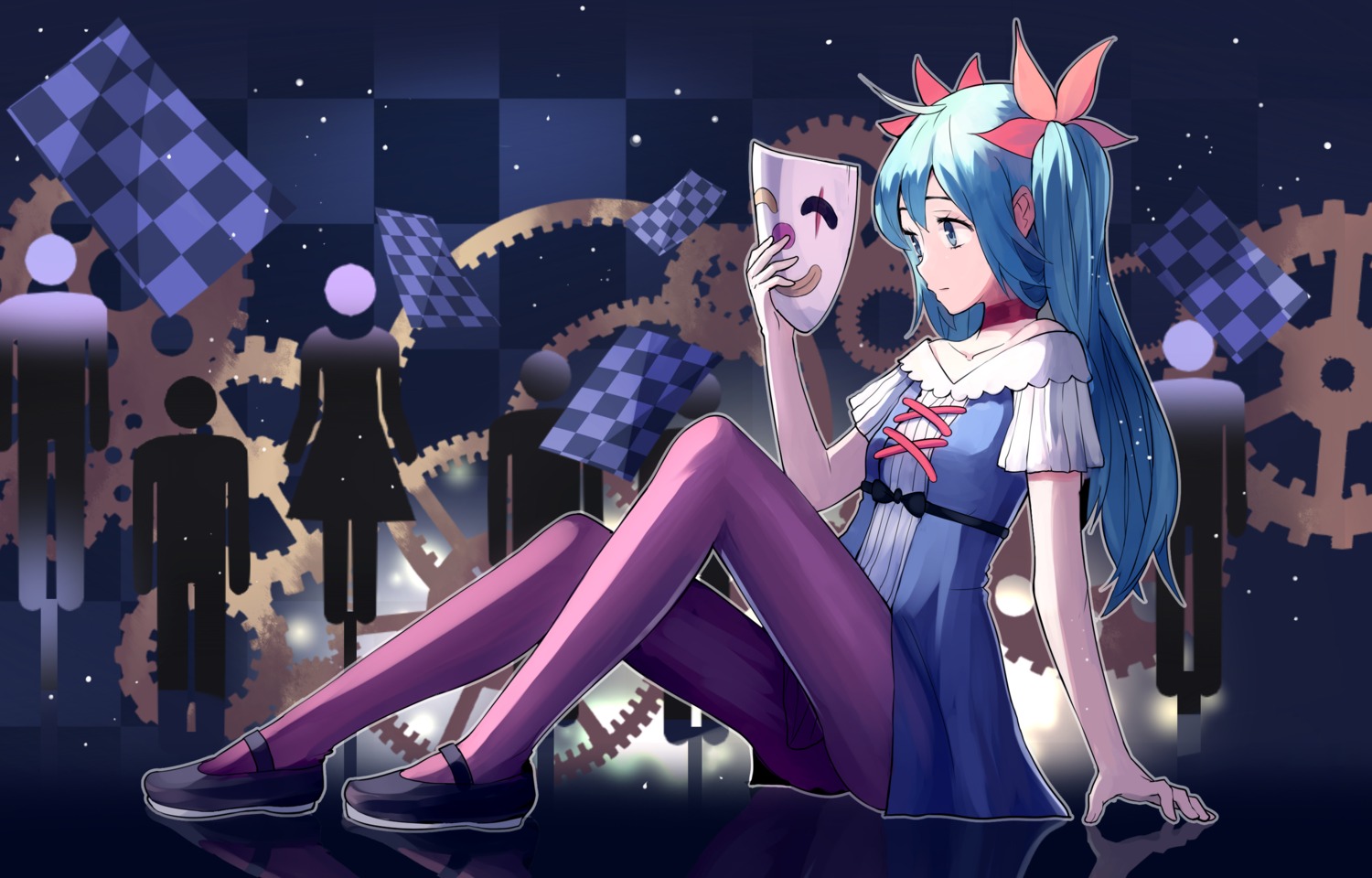 dress hatsune_miku karakuri_pierrot_(vocaloid) pantyhose siji_(szh5522) vocaloid