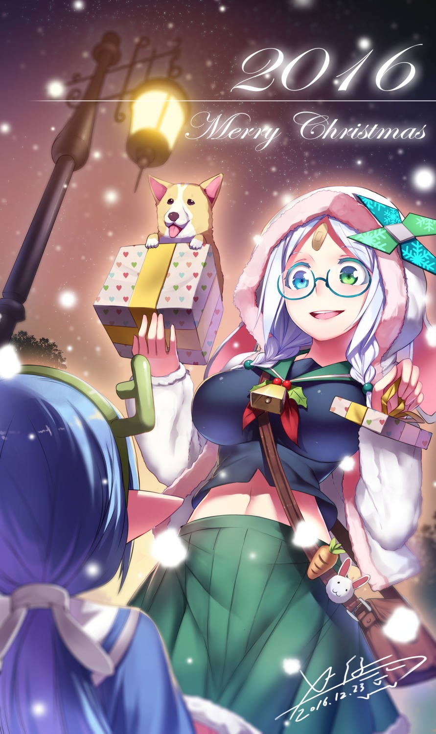 bandaid christmas heterochromia megane pointy_ears seifuku x-boy